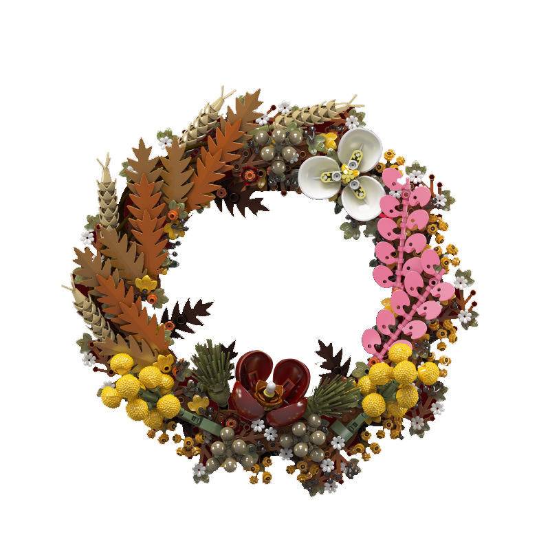 圣诞干花花环Christmas Dried Flower Wreath宇星模王MouldKing 10074 Brick4