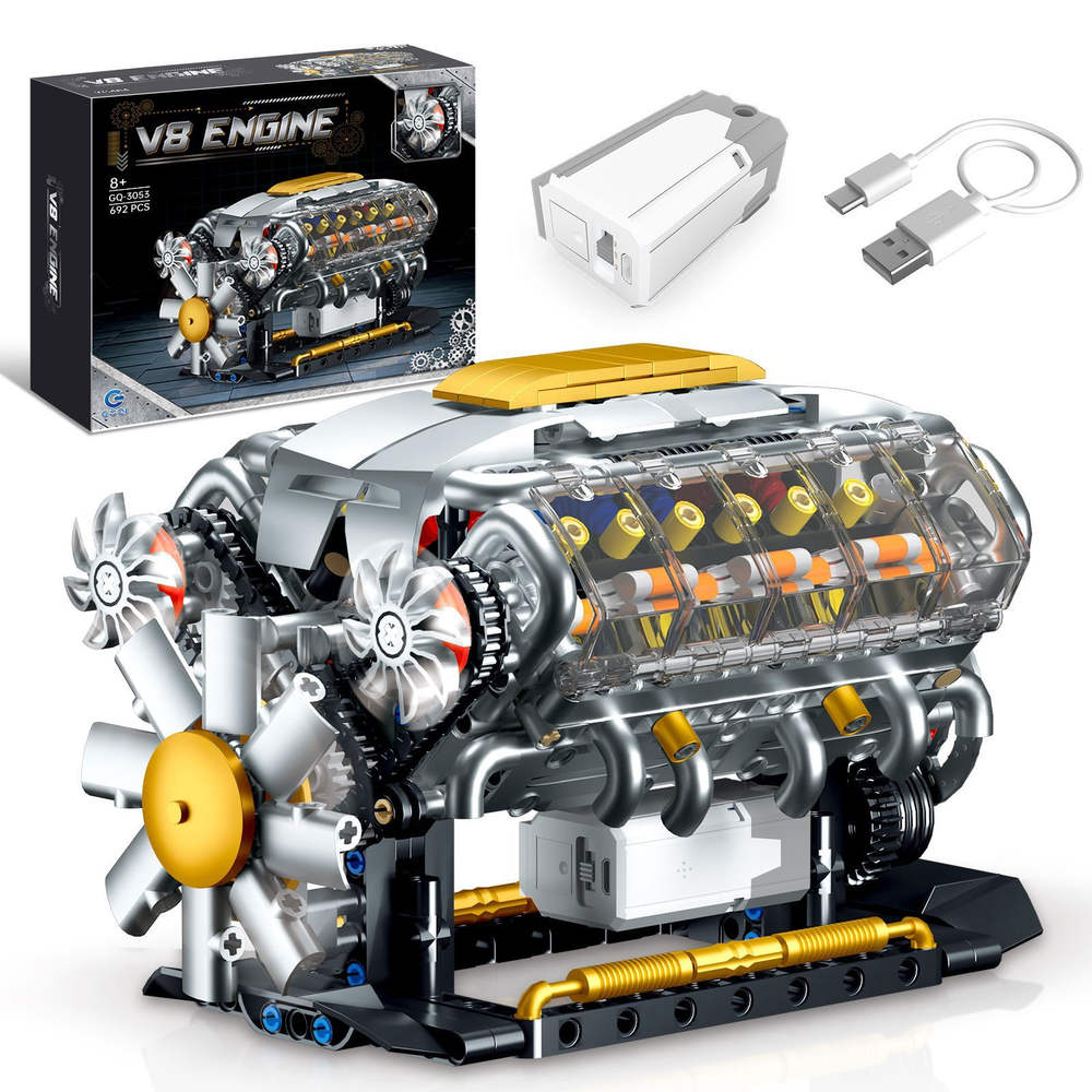 Goqi V8发动机模型(V8 Engine)(高崎GOQI GQ-3053) | Brick4.com - 最实用的国产积木索引表